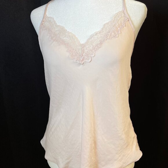 In Bloom by Jonquil Blush Lace Trim‎ Sheer Camisole Sleepwear Cami Womens Small - Picture 1 of 8
